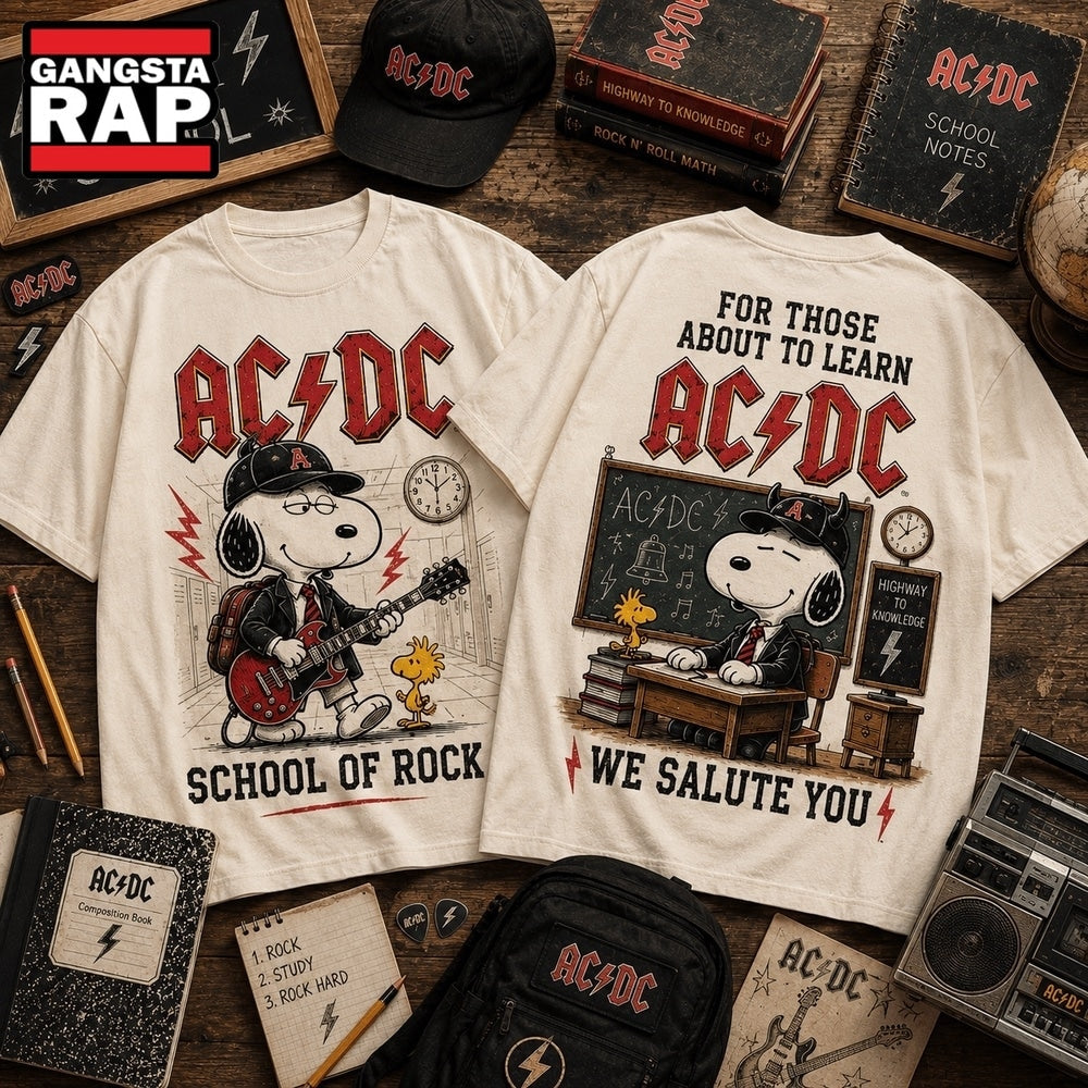 Snoopy x ACDC School of Rock Teacher 3D Shirt , Music Trending 3D Shirt