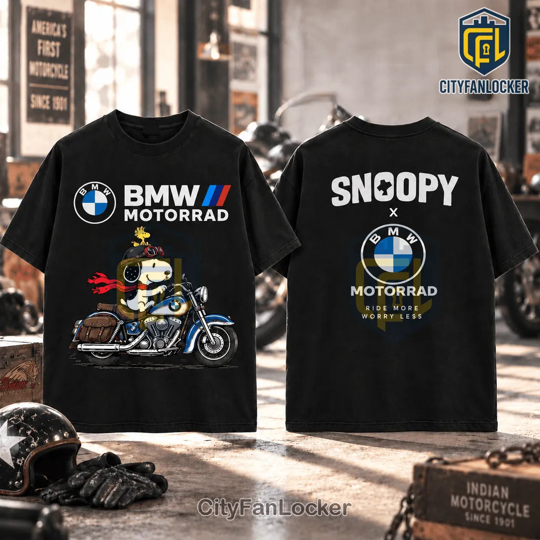 Snoopy x BMW Motorrad Motorcycle T-Shirt