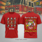 Snoopy x Firefighter Fire Dept Crewneck Graphic T-Shirt