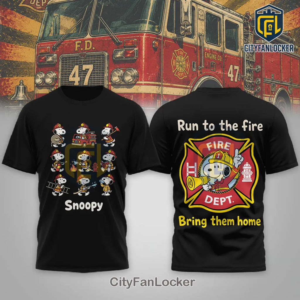 Snoopy x Firefighter Fire Dept Crewneck Graphic T-Shirt