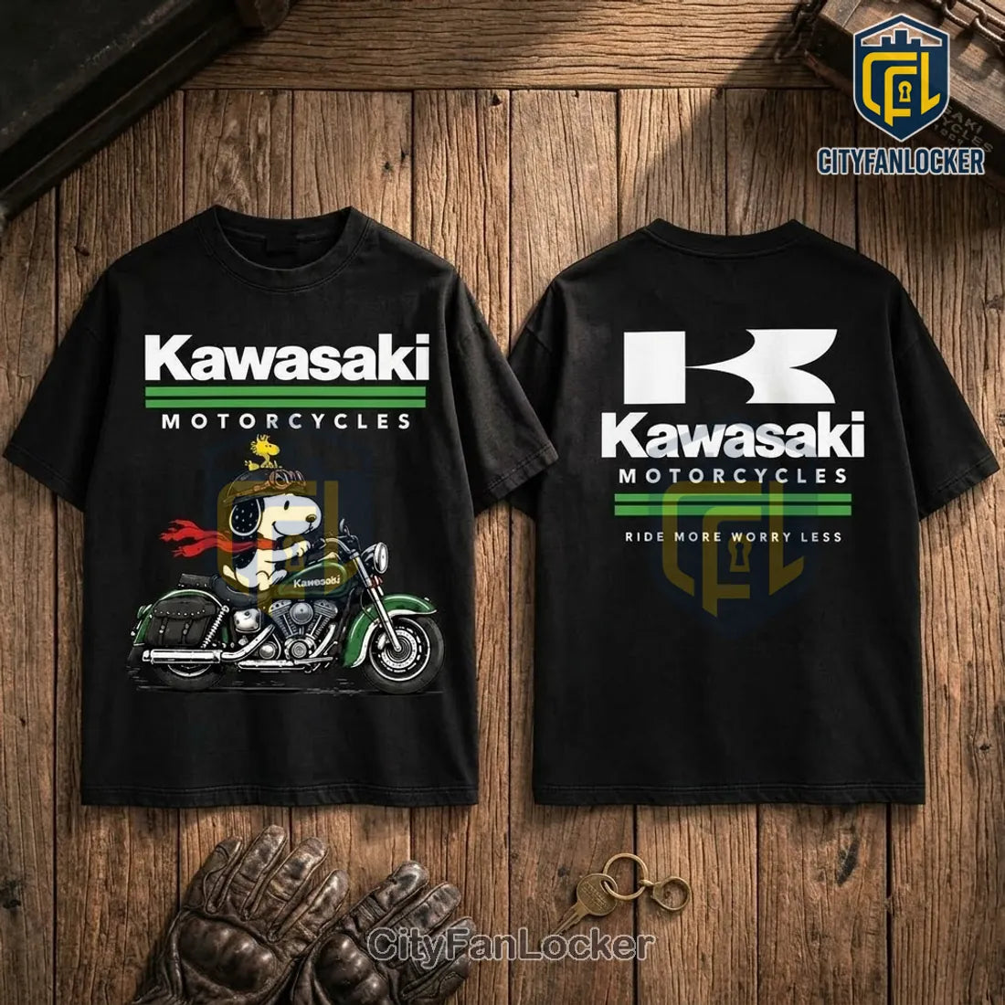 Snoopy x Kawasaki Ride More Worry Less T-Shirt