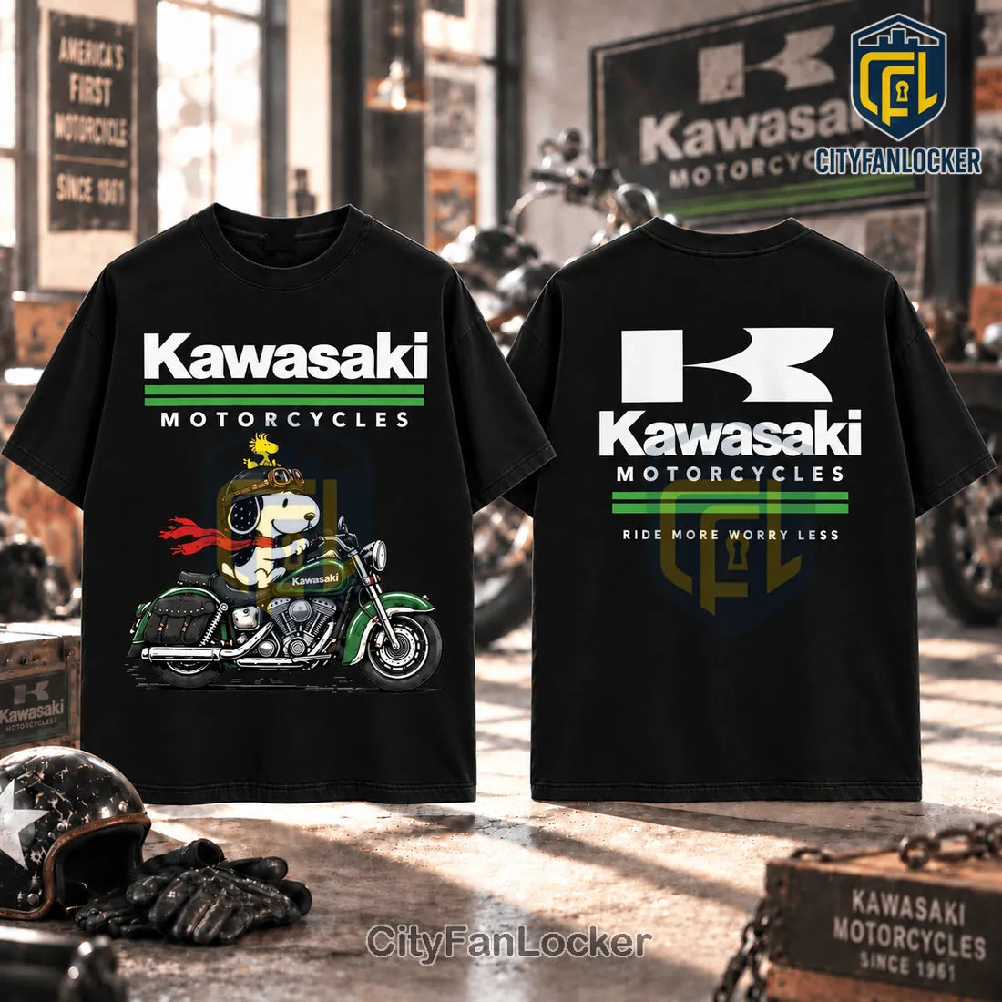 Snoopy x Kawasaki Ride More Worry Less T-Shirt