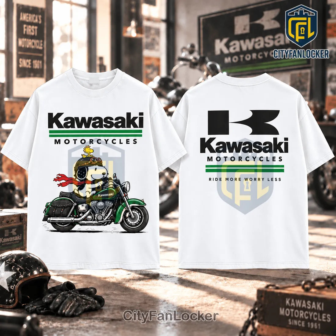 Snoopy x Kawasaki Ride More Worry Less T-Shirt