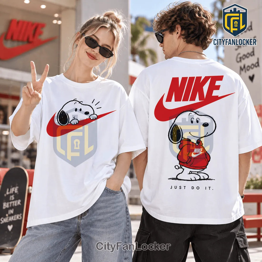 Snoopy x Nike White Cotton T-Shirt