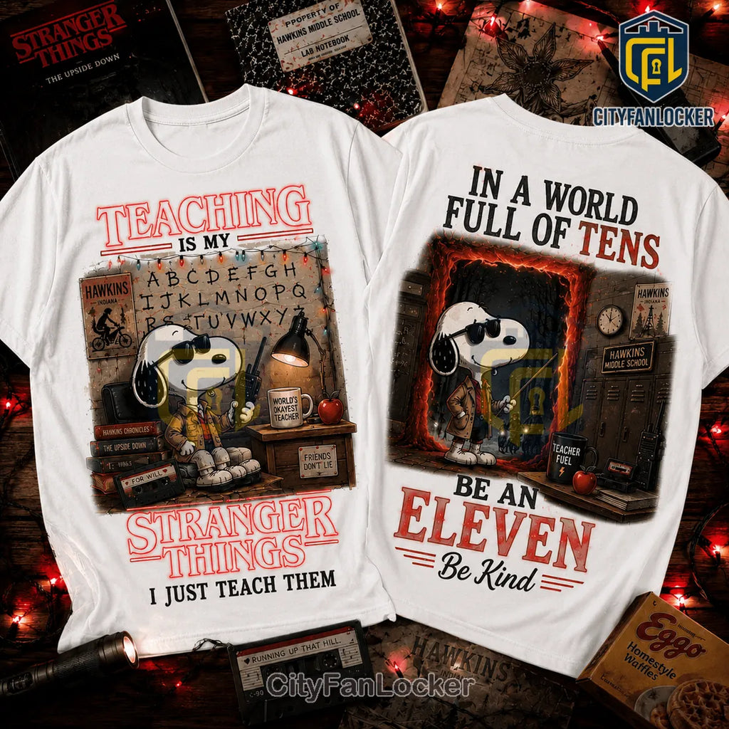 Snoopy x Stranger Things Teacher White T-Shirt