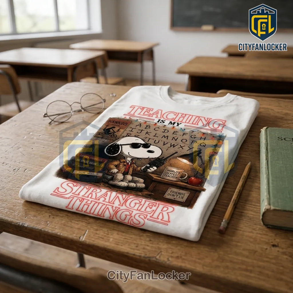 Snoopy x Stranger Things Teacher White T-Shirt