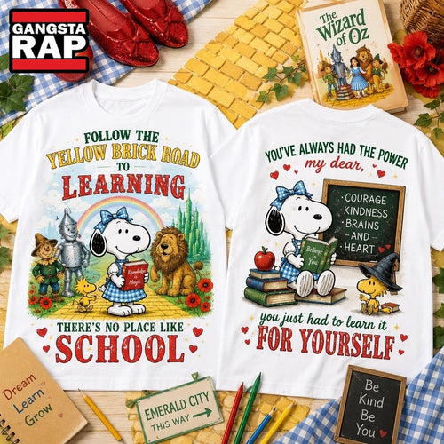 Snoopy x The Wizard of Oz Follow the Yellow Brick Road to Learning 3D Shirt , Music Trending 3D Shirt