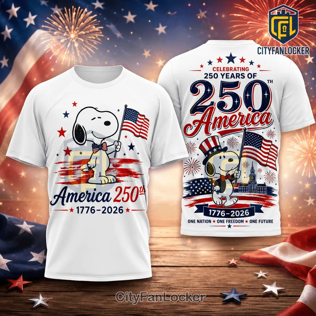 Snoopy x USA Patriotic America 250th Anniversary 1776-2026 Collectible T-Shirt