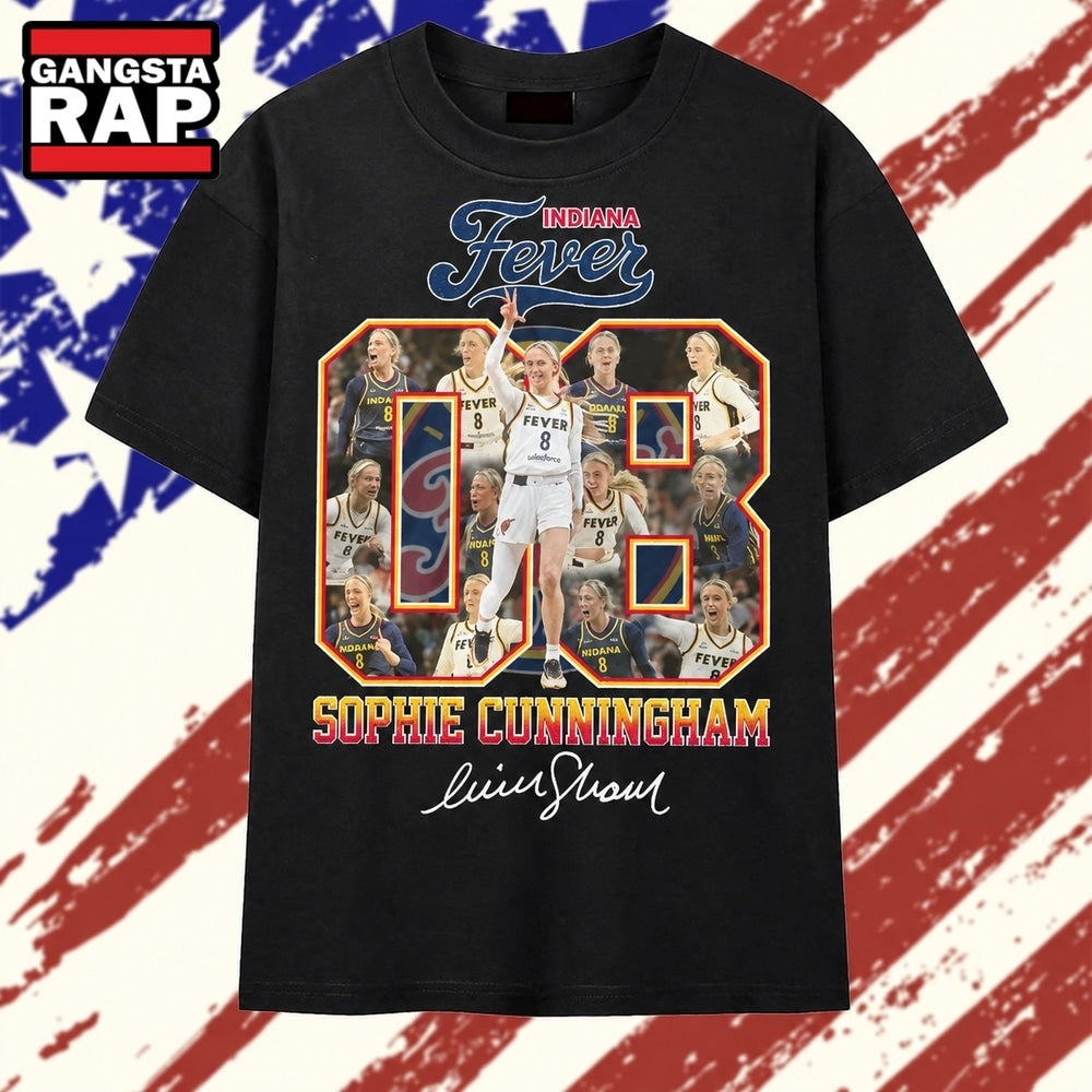 Sophie Cunningham #8 Indiana Fever Signature Number Collage T Shirt