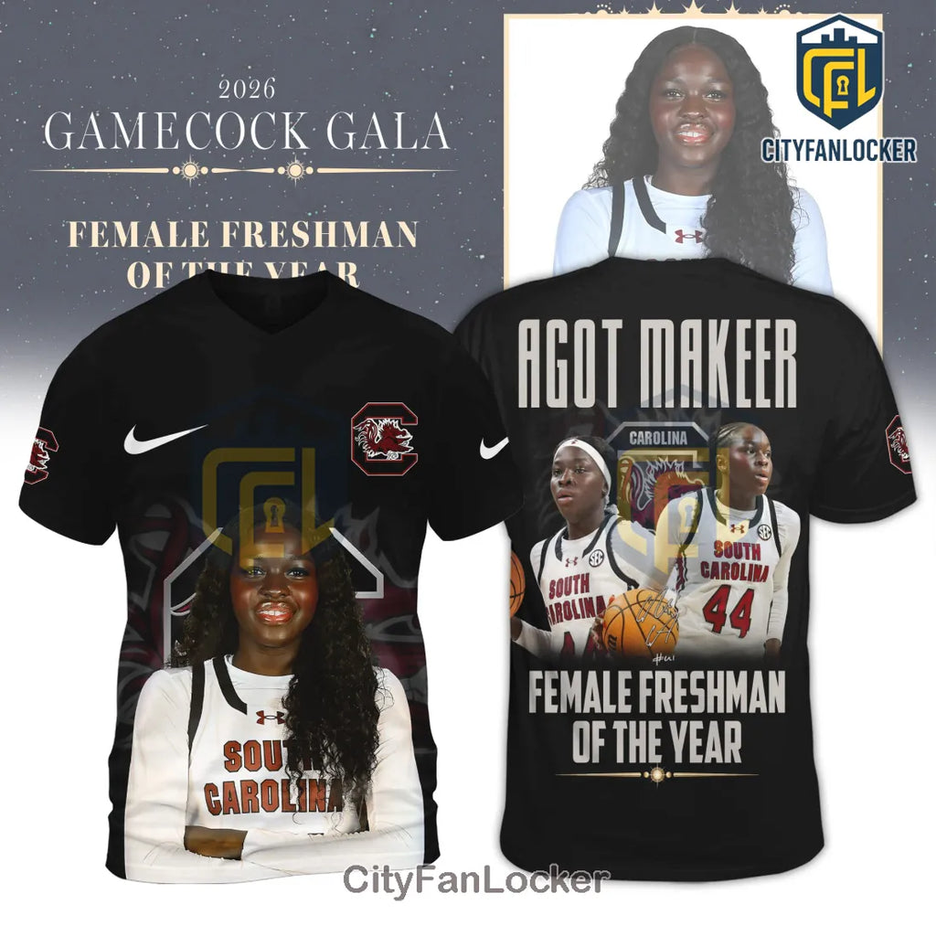 South Carolina Gamecocks Agot Makeer 2026 Freshman of Year Graphic T-Shirt