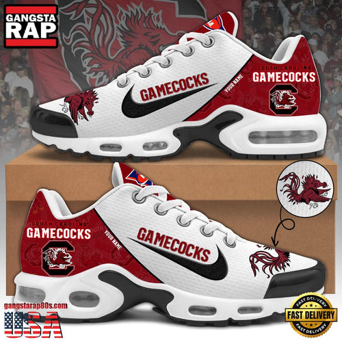 NCAA Custom Name South Carolina Gamecocks Football Mascot Symbol Air Max Plus Shoes Running Sneakers