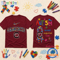 South Carolina Gamecocks NCAA Autism Awareness Puzzle Ribbon T Shirt
