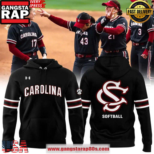 South Carolina Gamecocks Softball 2025 Black All Over Print Hoodie