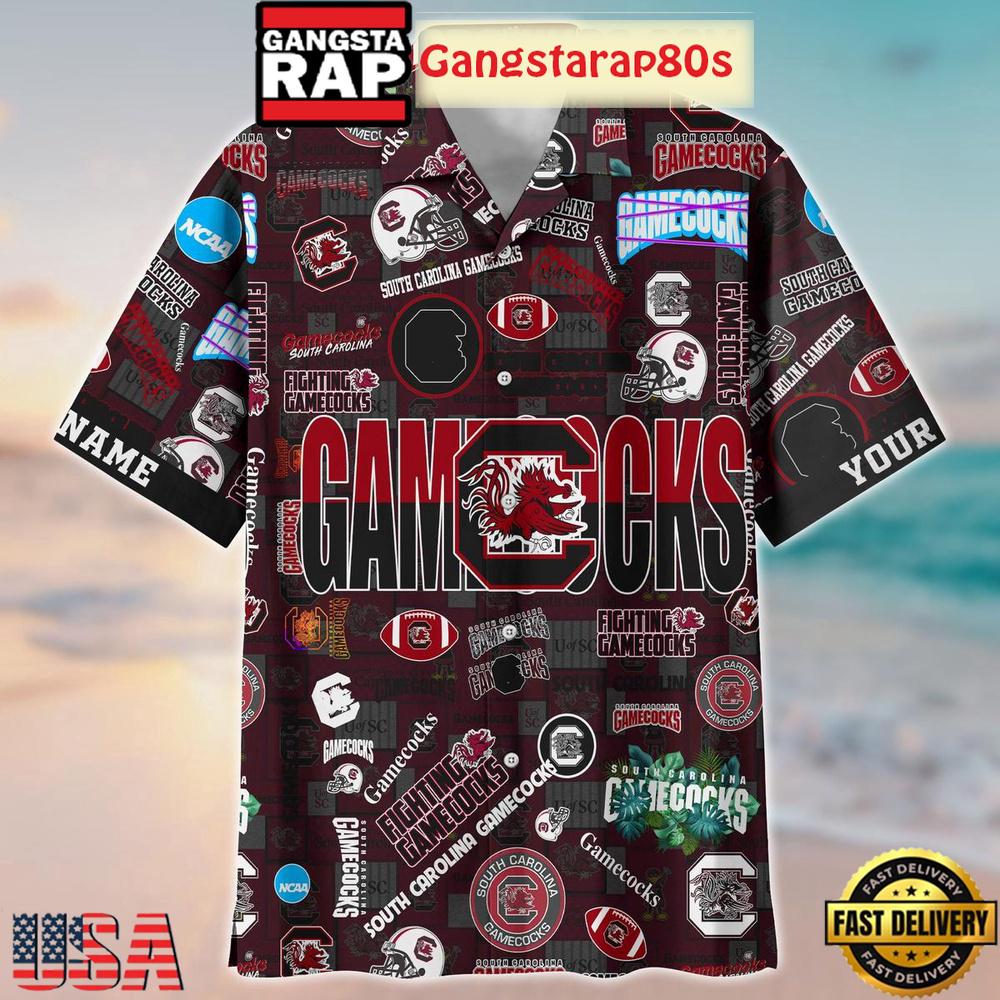 South Carolina Gamecocks Solgan Fighting Gamecocks True Fan Spirit Custom Name Aloha Hawaiian Shirt