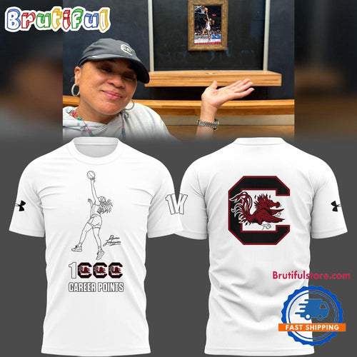 South Carolina Gamecocks Women’s Basketball 1000 Career Points White 3D Shirt
