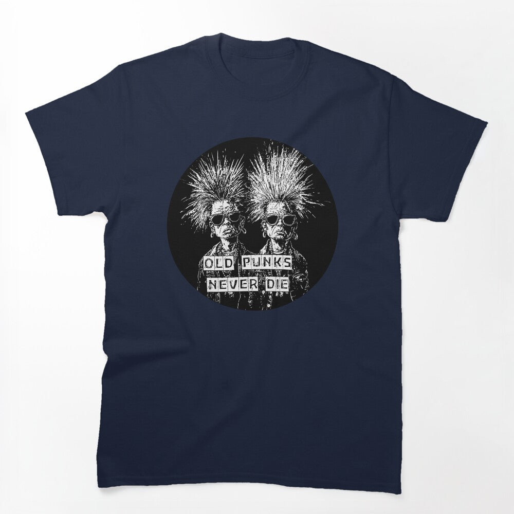 Old Punks Never Die Black & White Design Shirt