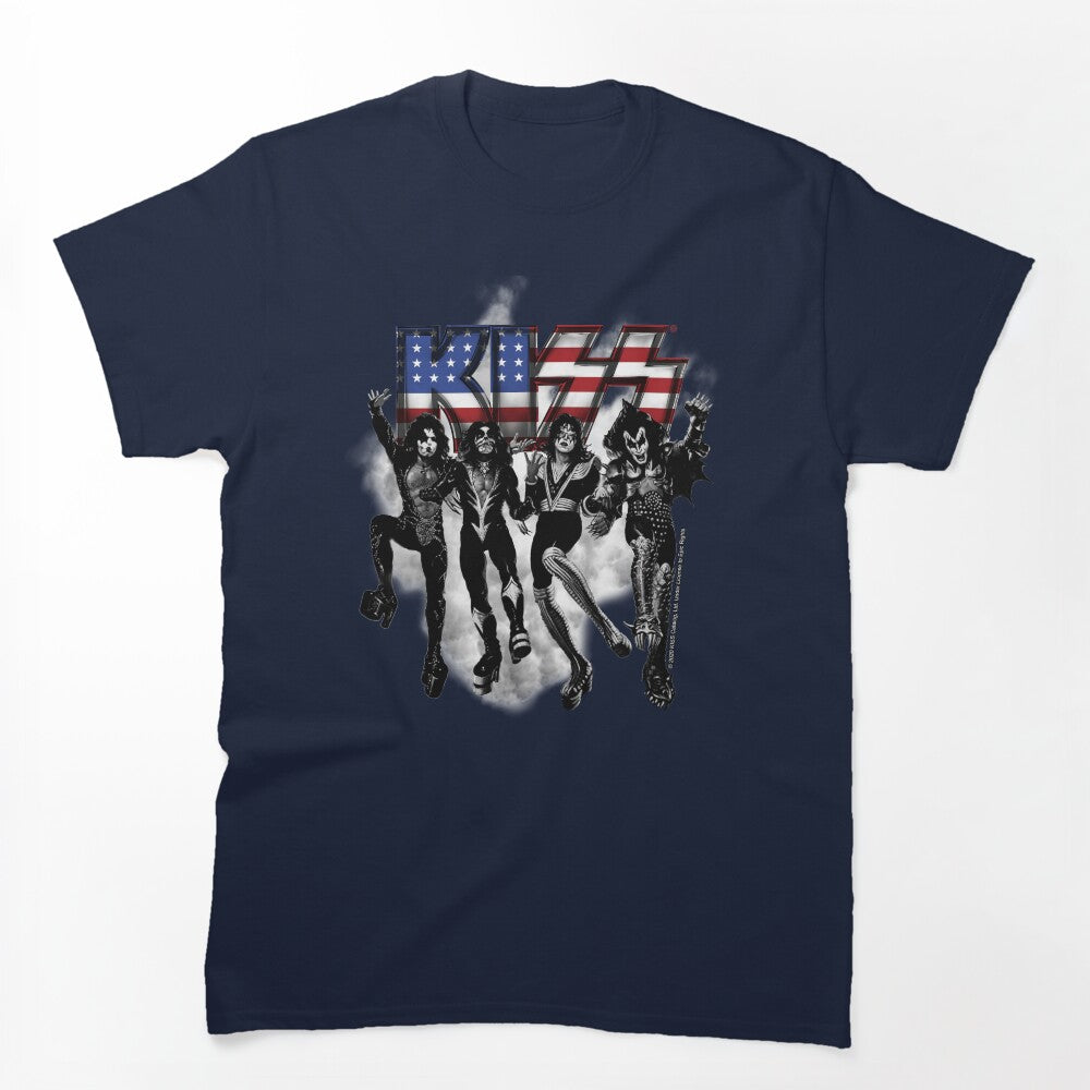 KISS The Band - Destroyer Black And White Fog USA Logo Shirt