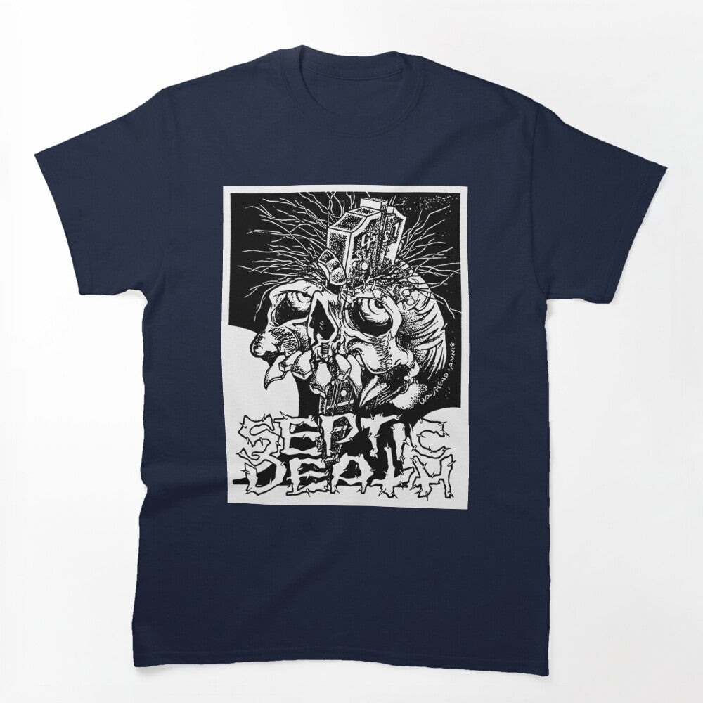Pushead Septic Death Guitar Neck Thru Skull Shirt