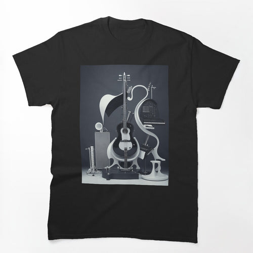 Black And White Artistic Musical Instrument Design Harmonizing Shirt