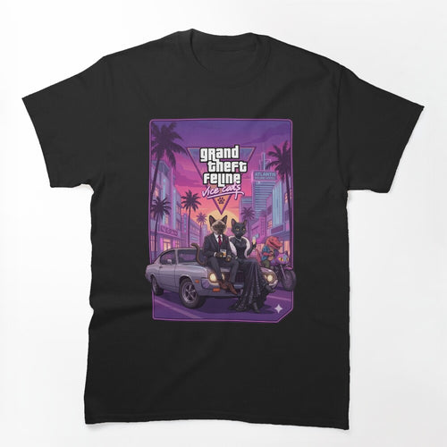 Grand Theft Feline Vice Cats Retro Miami Synthwave Shirt