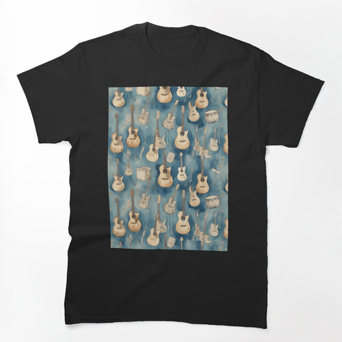 Musical Guitar Retro Style Pattern Shirt