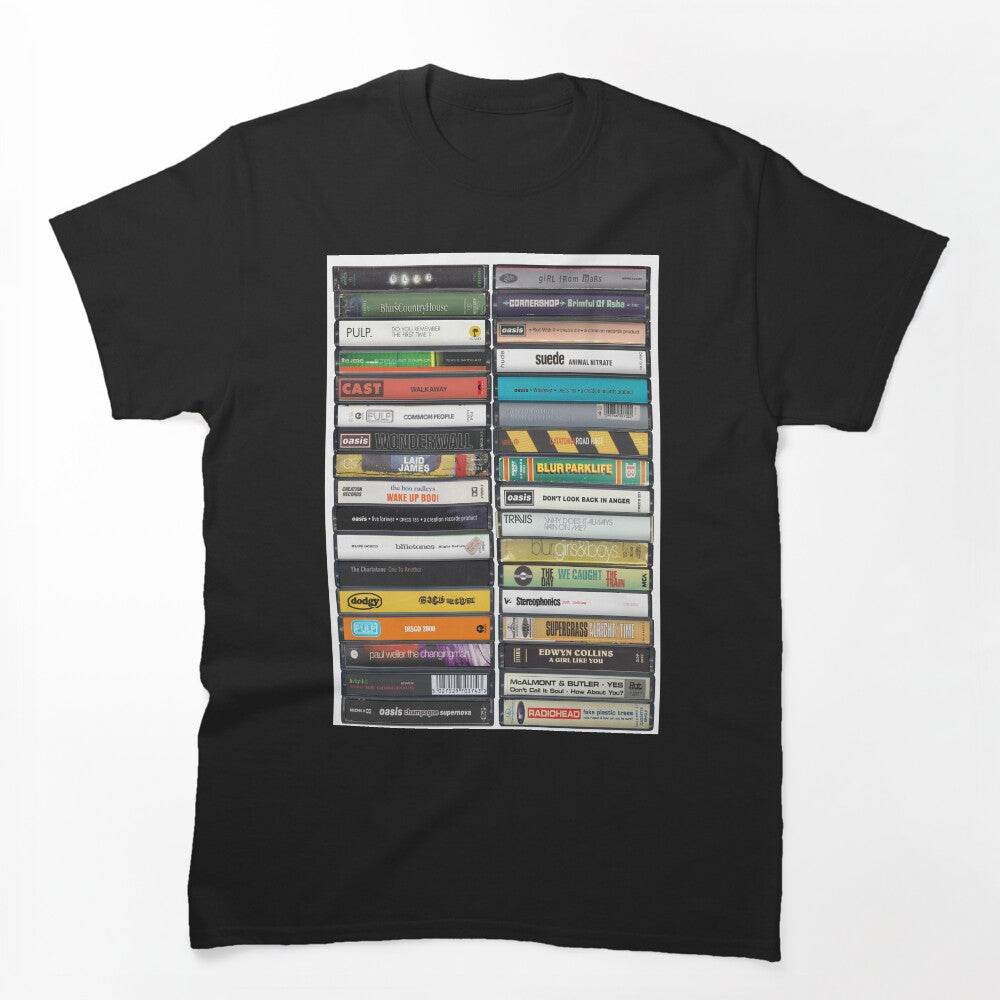 Britpop Singles - 90s Music Cassette Print Shirt