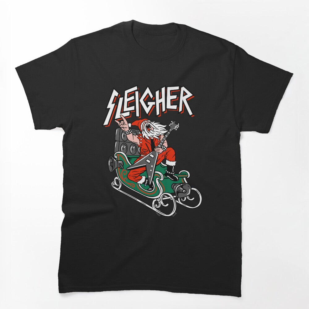 Ugly Christmas Sweater Sleigher - Heavy Metal Santa Shirt