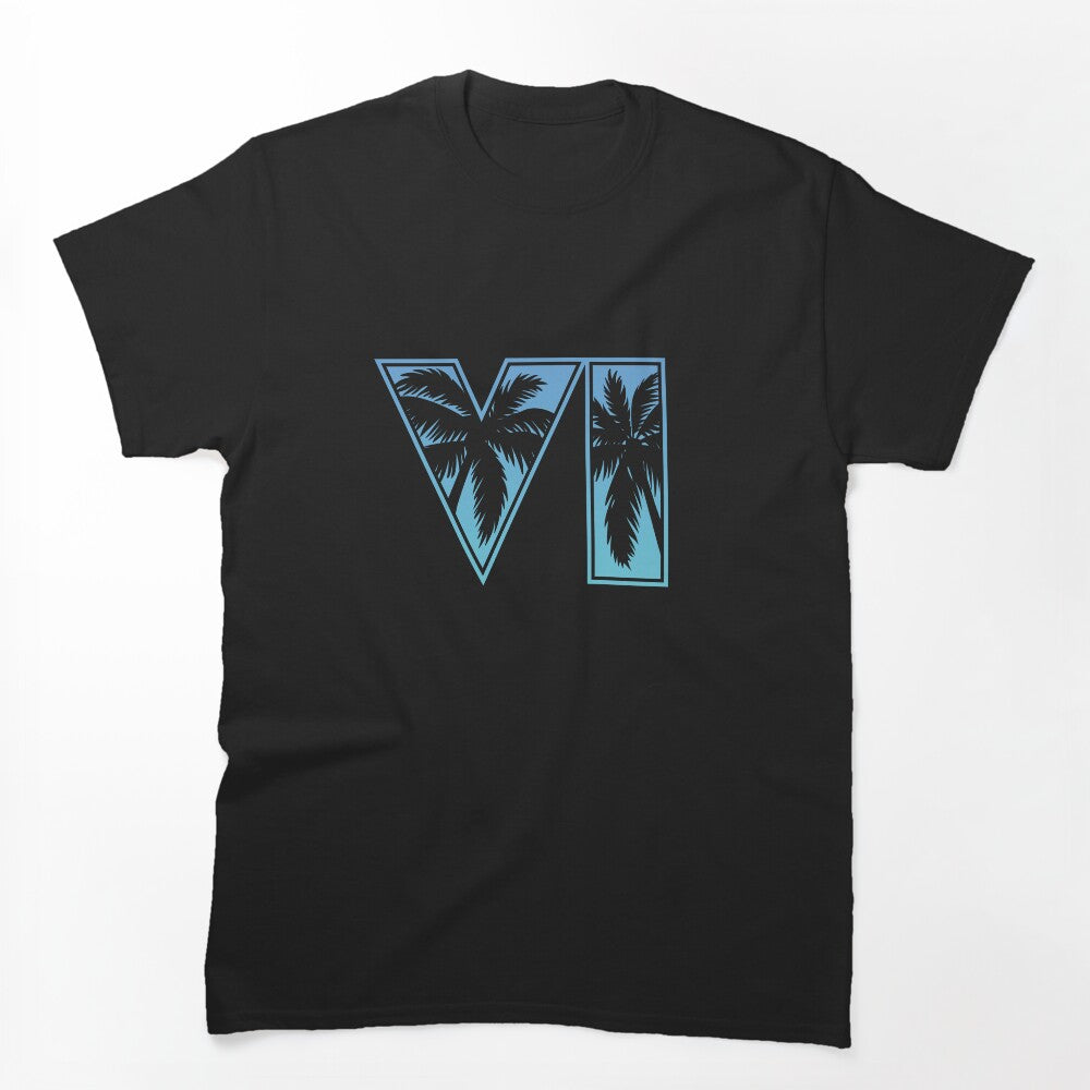 GTA 6 Grand Theft Auto 6 Vice City Logo Cool Blue Shirt