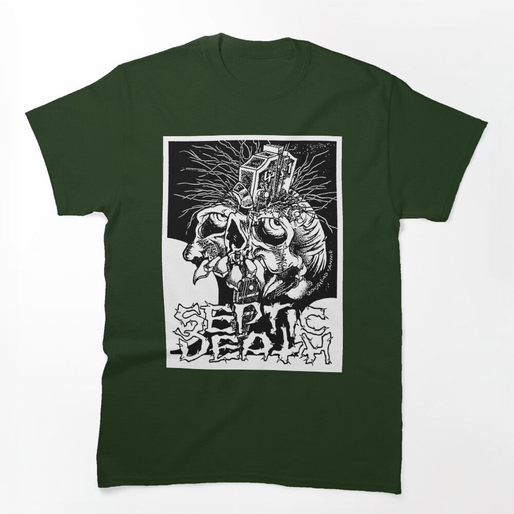 Pushead Septic Death Guitar Neck Thru Skull Shirt