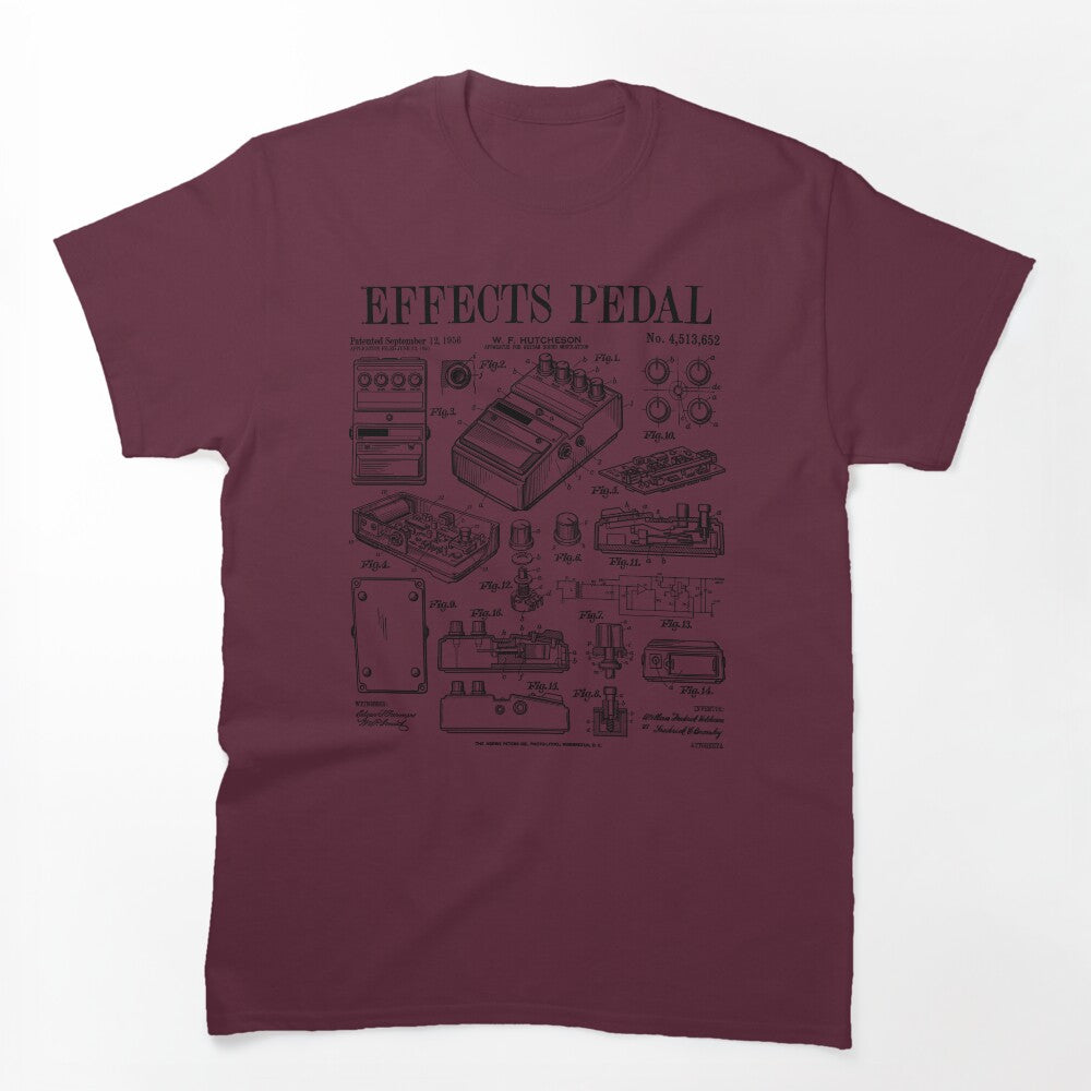 Electric Guitar Effects Pedal Guitarist Music Vintage Patent Shirt