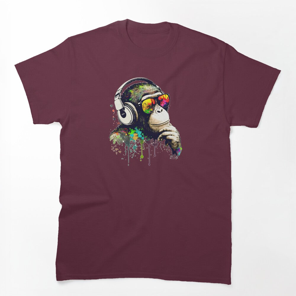 Pondering Dj Chimp Color Splash Monkey Shirt