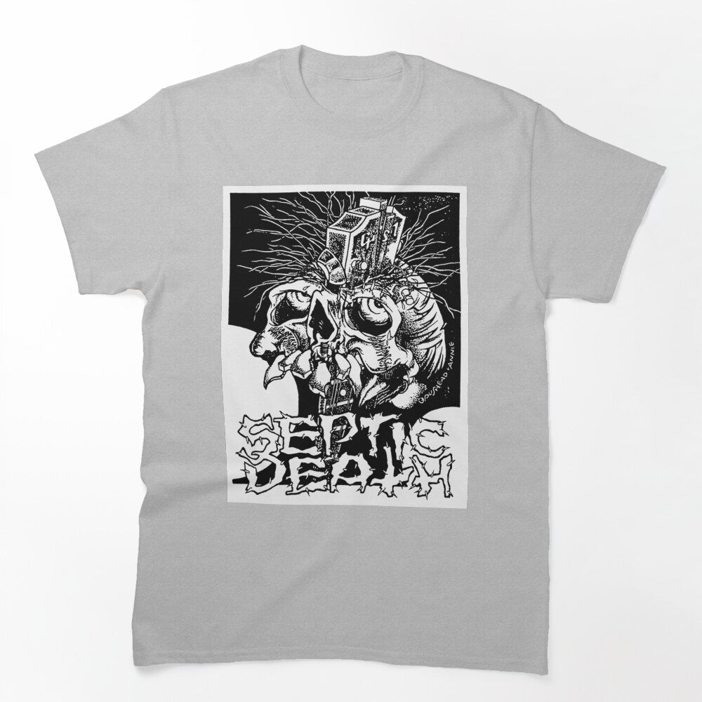 Pushead Septic Death Guitar Neck Thru Skull Shirt
