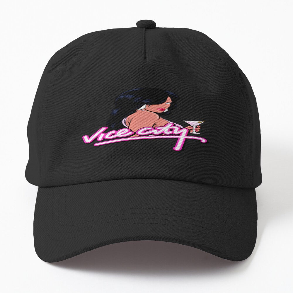 Vice City Girl Retro 80s Miami Aesthetic GTA Inspired Neon Fan Art Hat