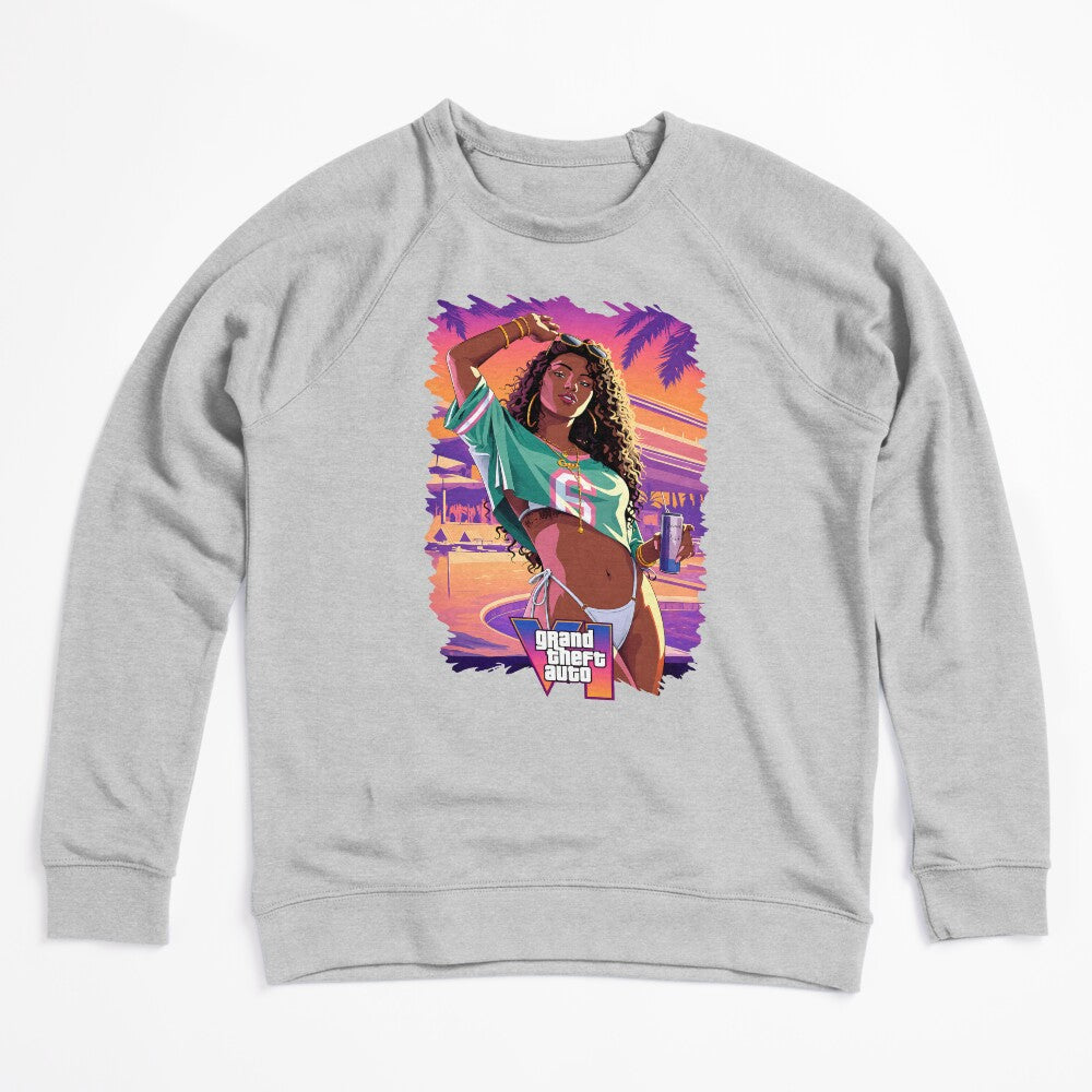 Neon Miami Sunset Woman Portrait Shirt