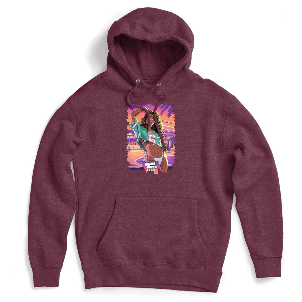 Neon Miami Sunset Woman Portrait Shirt