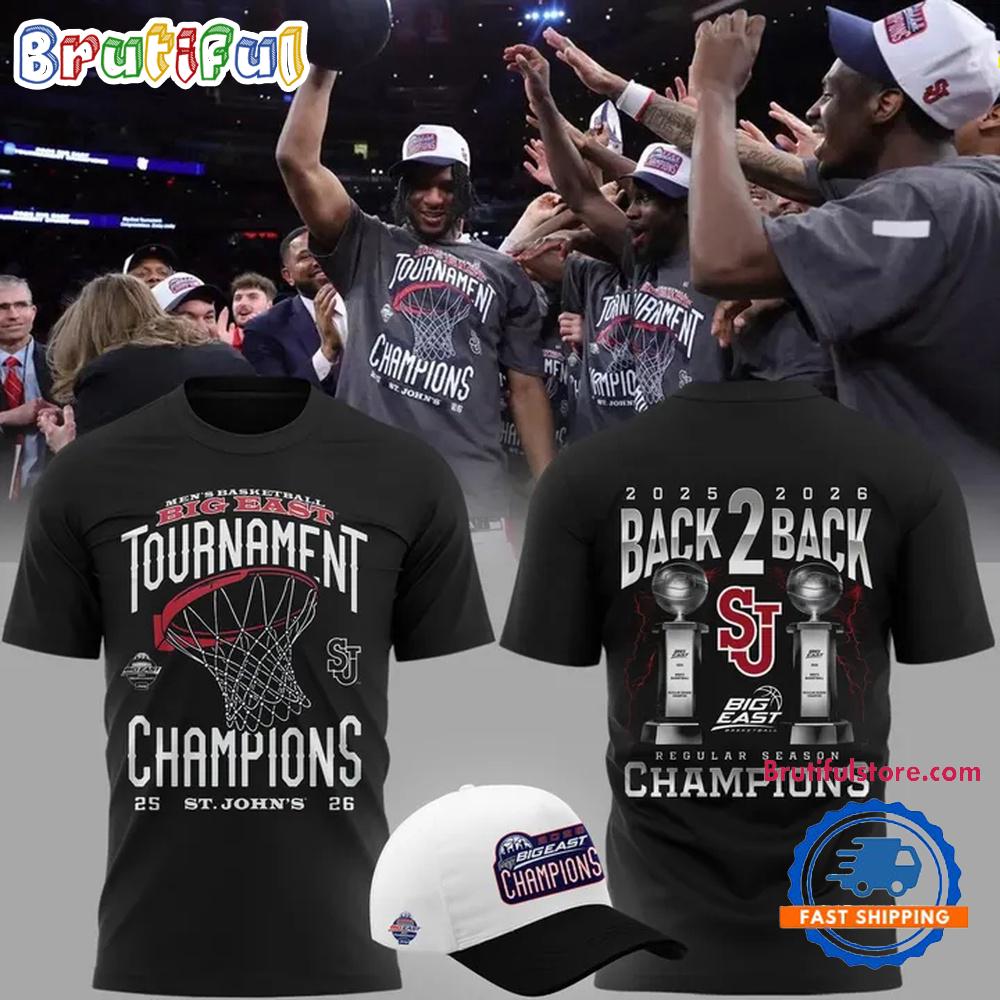 St John’s Red Storm Men’s Basketball 2026 Big East Tournament Champions Back 2 Back Hoodie T-Shirt