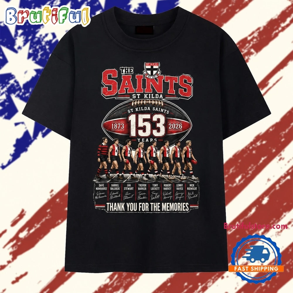 St Kilda Saints 153 Years 1873 2026 Signatures AFL Football T Shirt