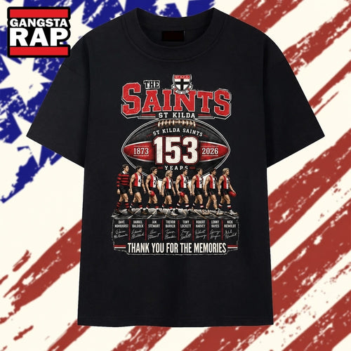 St Kilda Saints 153 Years 1873 2026 Signatures AFL Football T Shirt