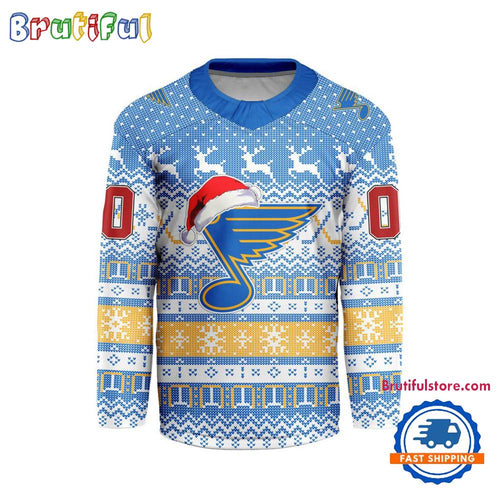 St. Louis Blues 2025 NHL Christmas Personalized Hockey Jersey Design