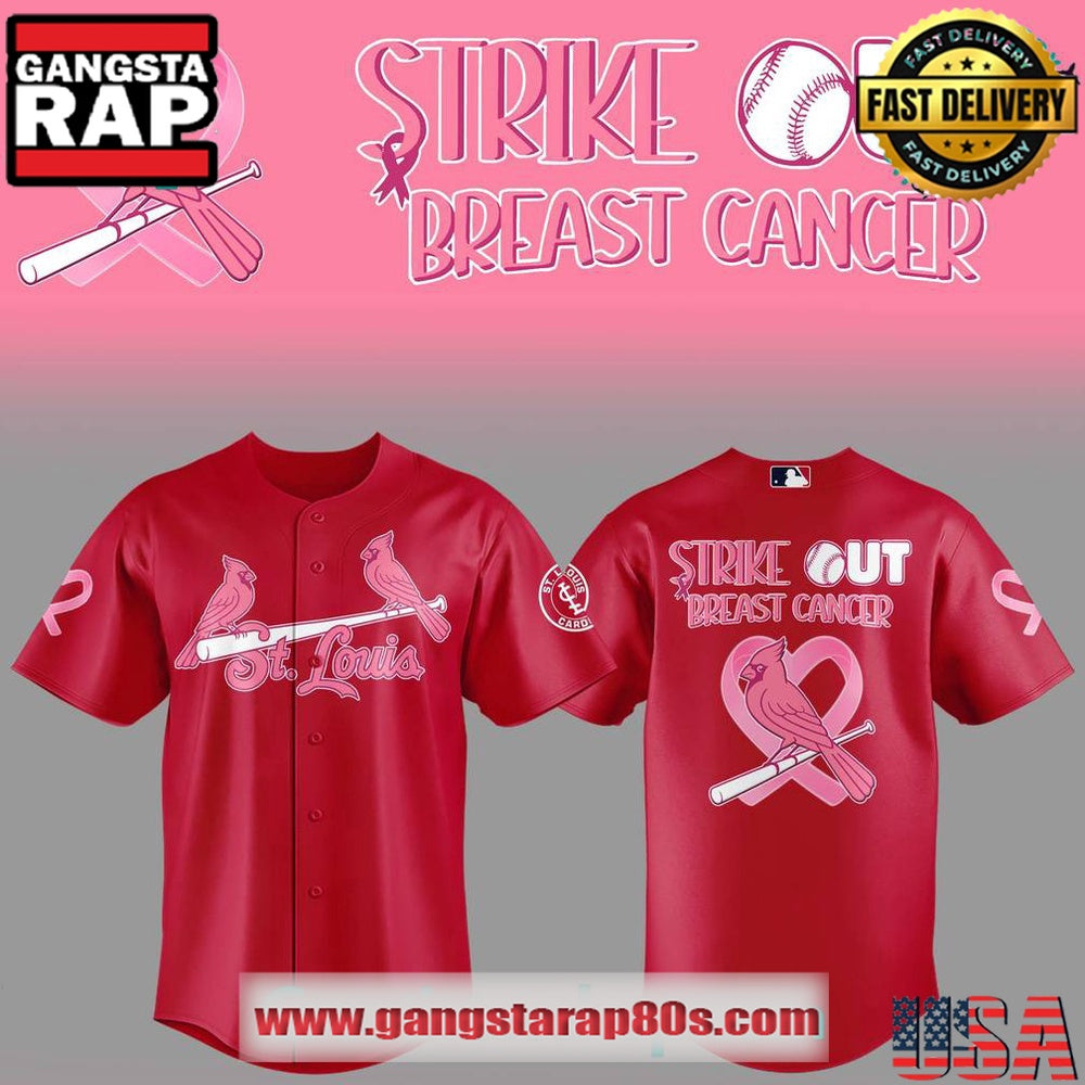 St. Louis Cardinals Strike Out Cancer Special Baseball Jersey Shirt