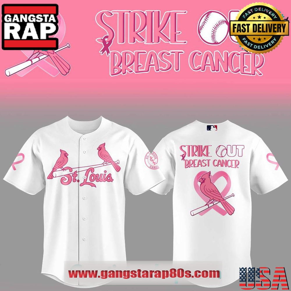 St. Louis Cardinals Strike Out Cancer Special Baseball Jersey Shirt