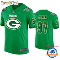 St. Patricks Day Green Bay Packers #97 Kenny Clark Kelly Green Football Jersey