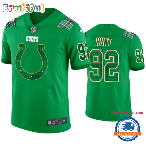 St. Patricks Day Indianapolis Colts #92 Margus Hunt Kelly Green Football Jersey
