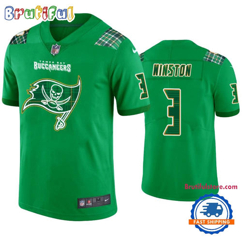 St. Patricks Day Tampa Bay Buccaneers #3 Jameis Winston Kelly Green Football Jersey