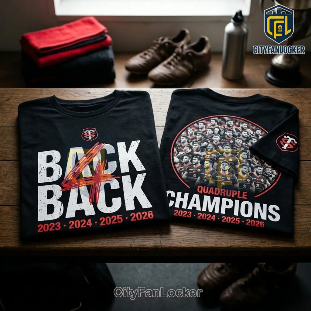 Stade Toulousain Quadruple Champions 2026 Black T-Shirt