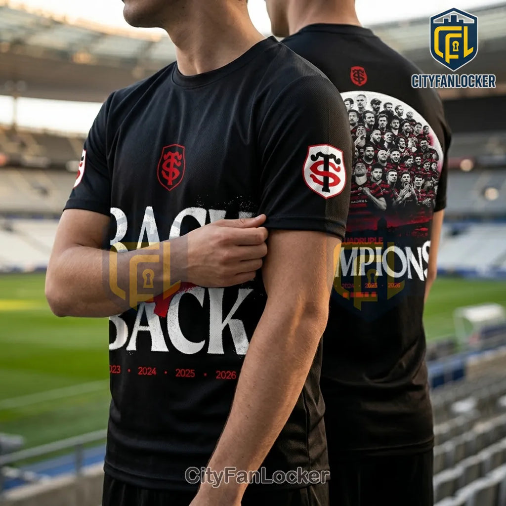 Stade Toulousain Quadruple Champions 2026 Black T-Shirt