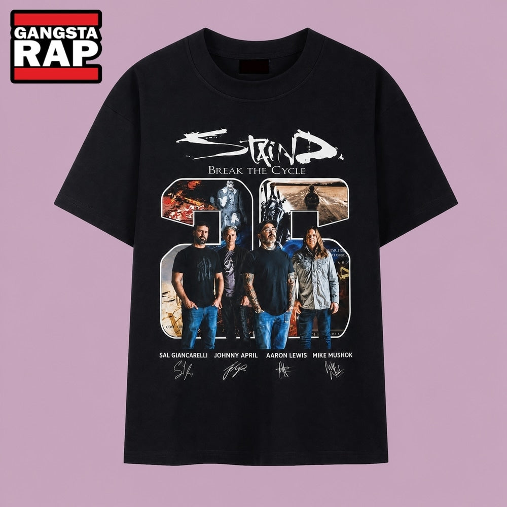 Staind Break The Cycle Members Signatures Vintage Rock Band T Shirt, Music 2D Shirt