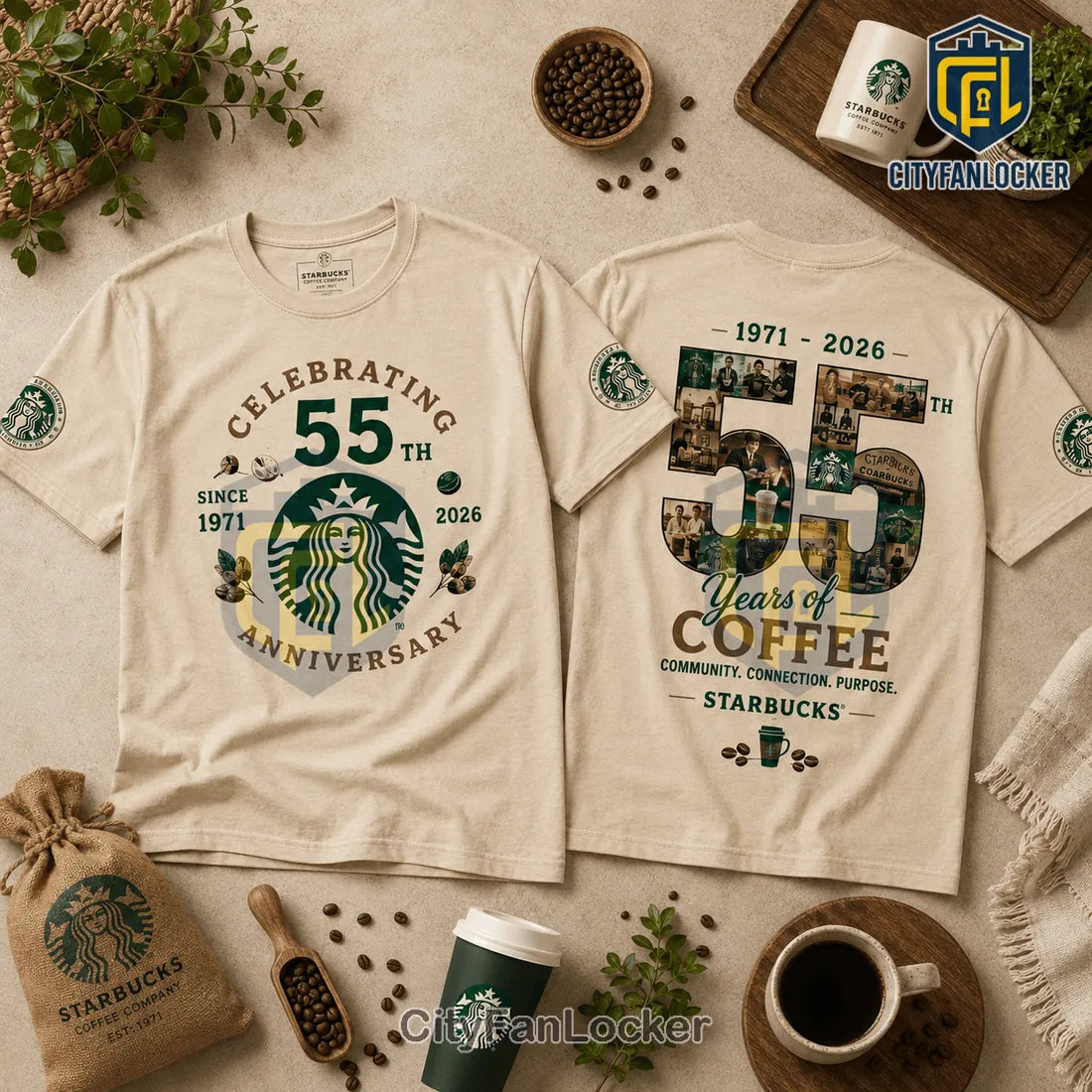 Starbucks 55th Anniversary Vintage Cream T-Shirt