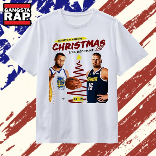 Stephen Curry and Nikola Jokic Nuggets at Warriors Christmas Day Game T Shirt