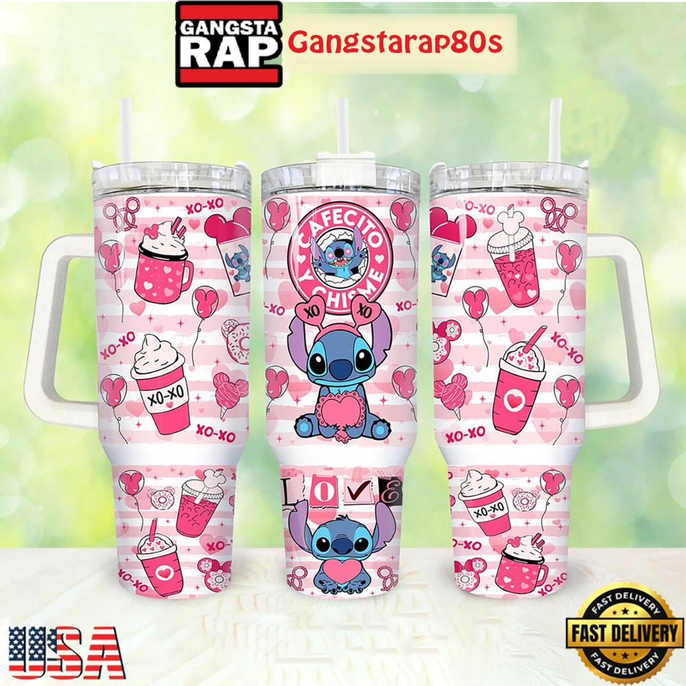 Stitch Cafecito Y Chisme Tumbler Cup 40oz